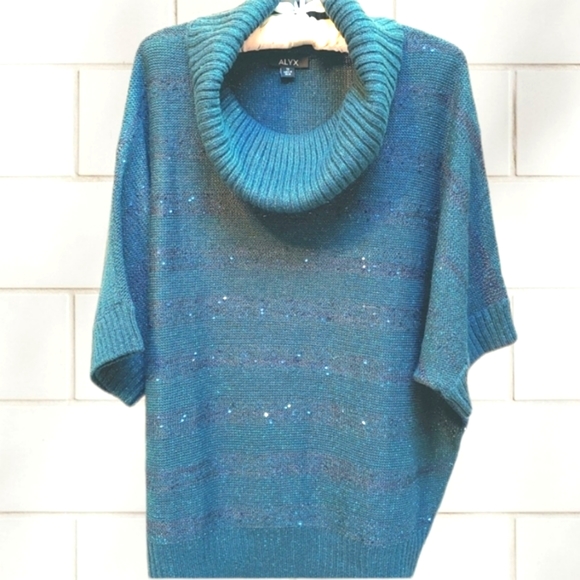 Alyx Sweaters - ALYX Cowl Loose Knit Sparkly Oversized Pullover Sweater Ribbed Edges and Collar